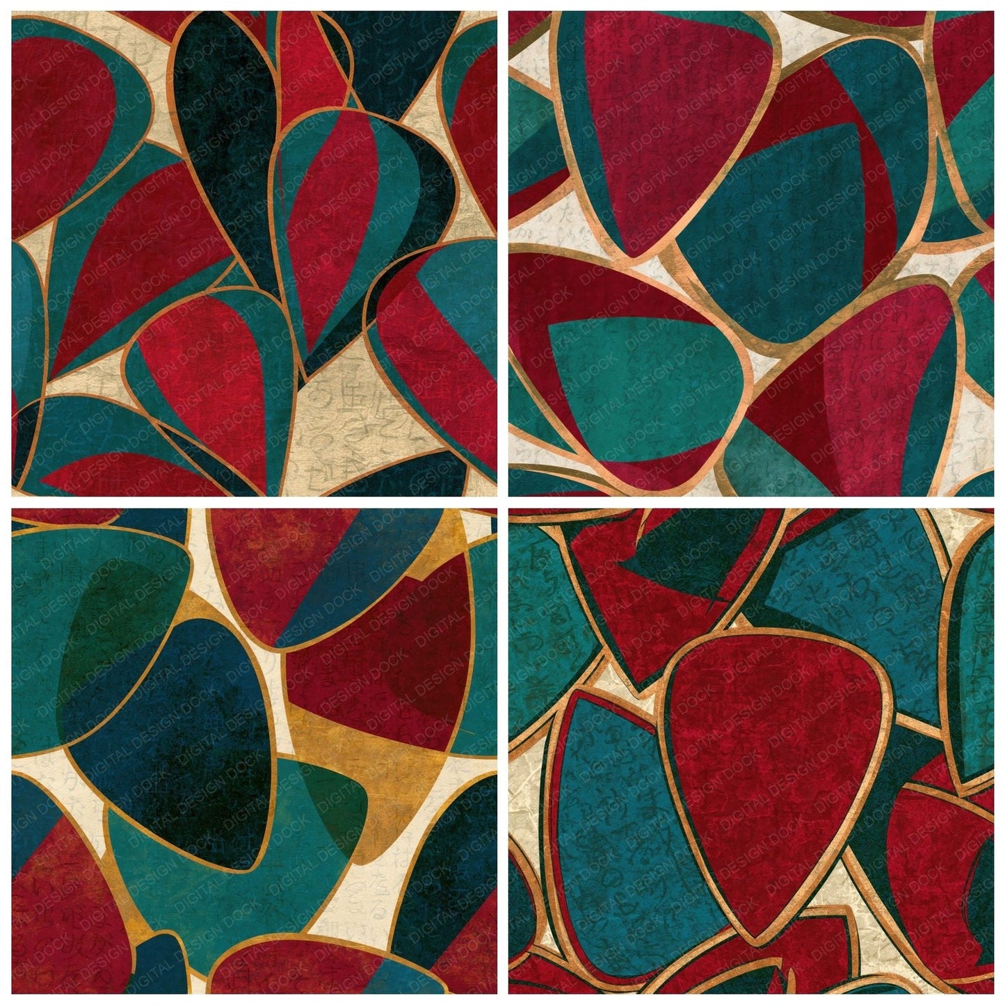 Pop Art Guitar Picks Malachite Burgundy Digital Paper Pack (DDD014797)