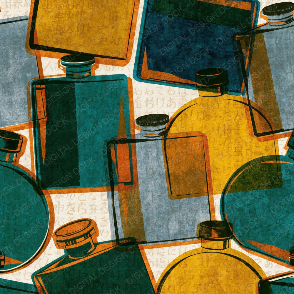 Pop Art Pocket Flasks Gold Eucalyptus Digital Paper Pack (DDD014798)