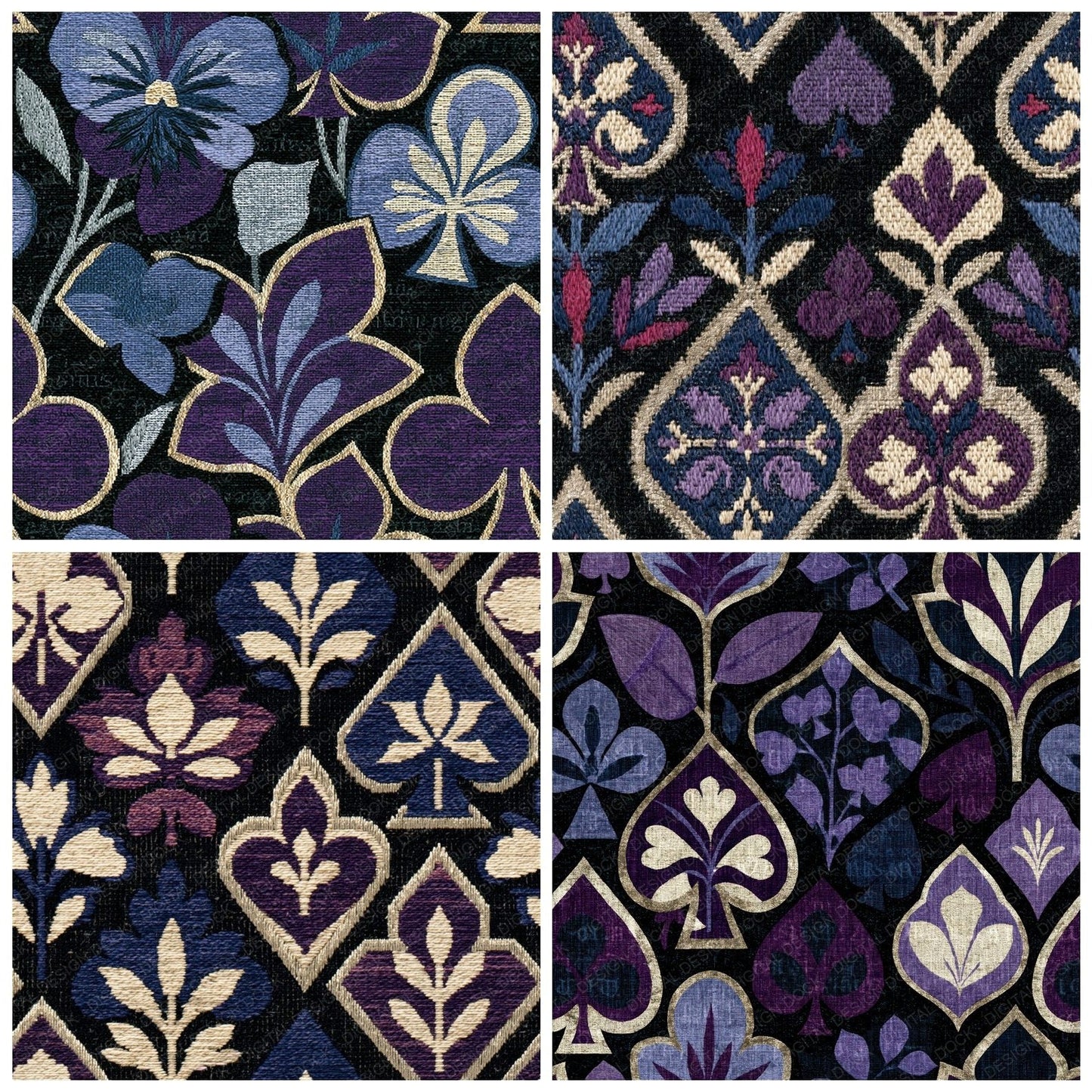 Tapestry Card Suits Aubergine Pearl Seamless Digital Paper Pack (DDD014801)