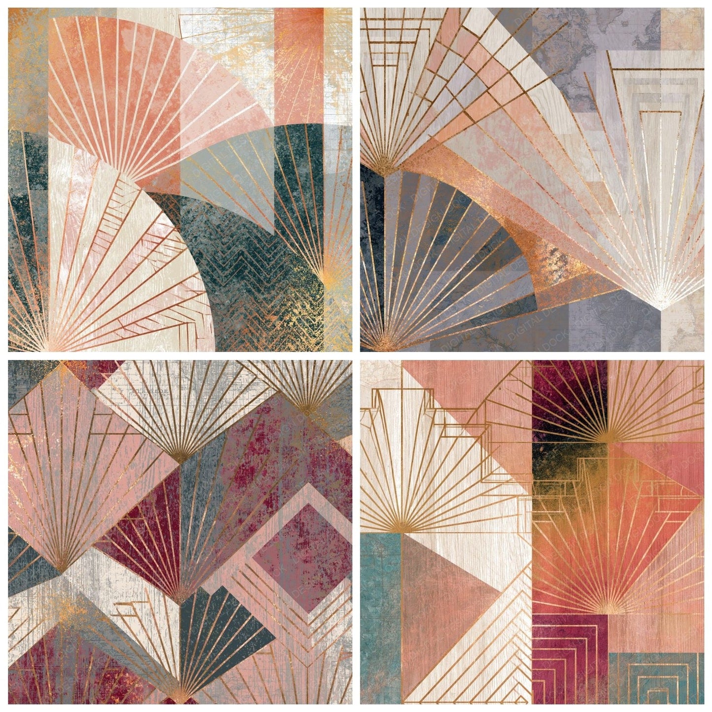 Art Deco Blush Bone Texture Digital Paper Pack (DDD014806)