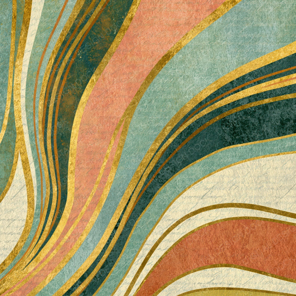 Art Nouveau Peach Mint Butter Abstract Digital Paper Pack (DDD014808)
