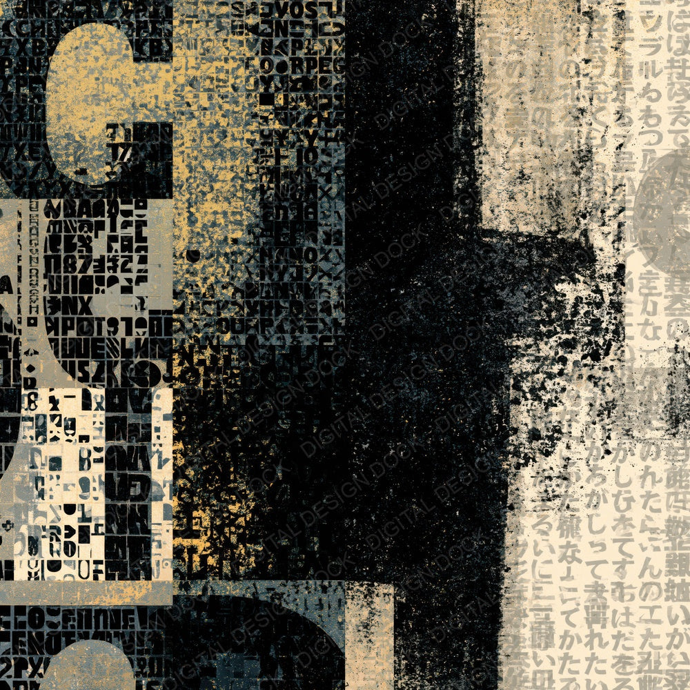 ASCII Black Cream Abstract Digital Paper Pack (DDD014809)