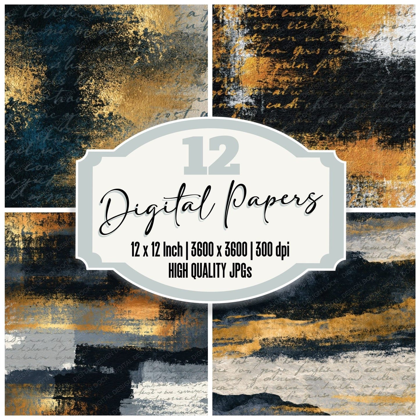 Charcoal Midnight Bone Tonal Digital Paper Pack (DDD014810)