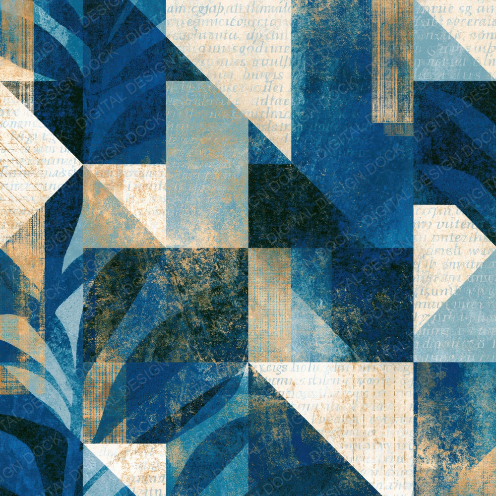 Cubist Sapphire Ivory Abstract Digital Paper Pack (DDD014811)