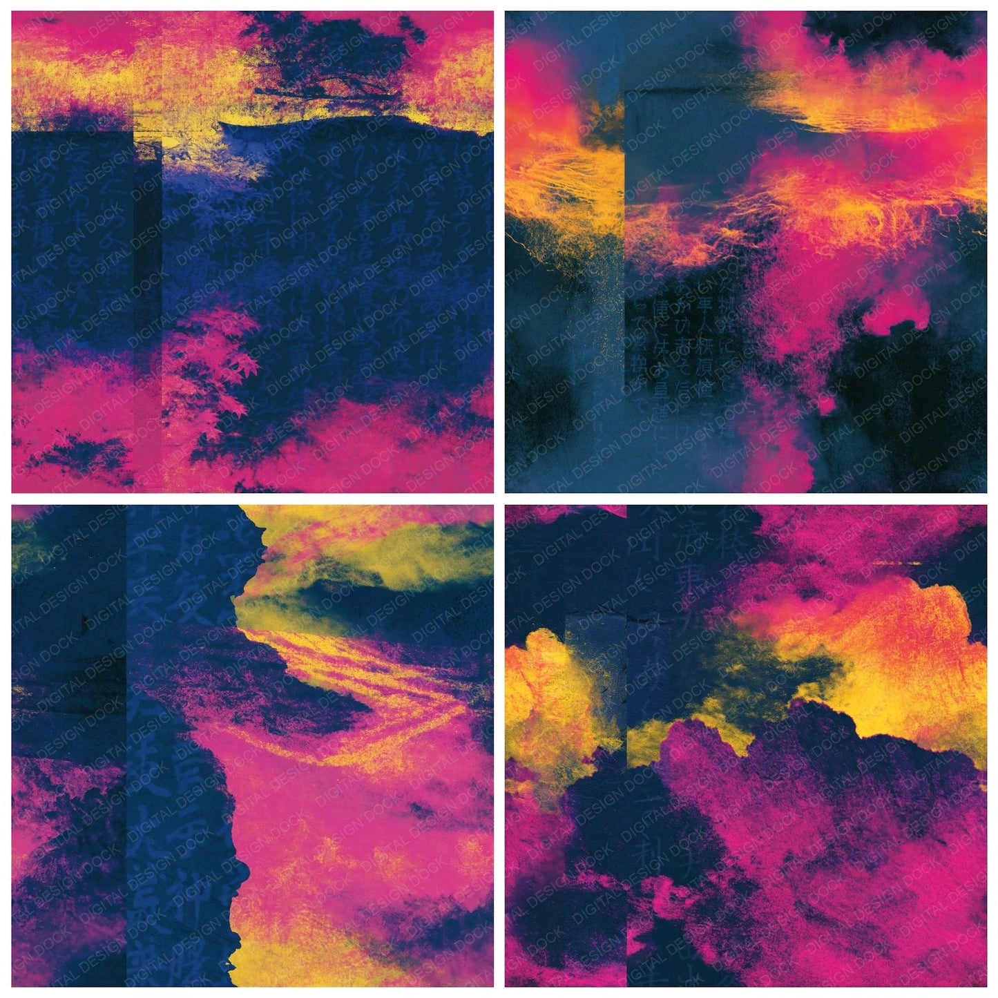 Infrared Pink Yellow Navy Tonal Seamless Digital Paper Pack (DDD014815)
