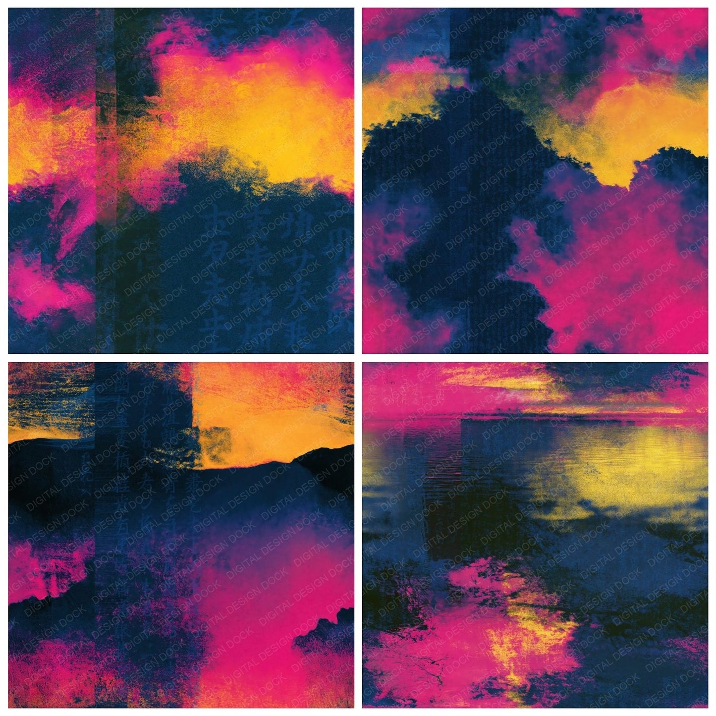 Infrared Pink Yellow Navy Tonal Seamless Digital Paper Pack (DDD014815)