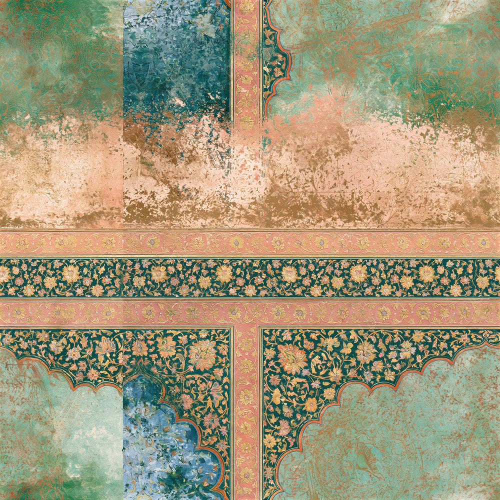 Mughal Dewy Green Blush Texture Seamless Digital Paper Pack (DDD014818)