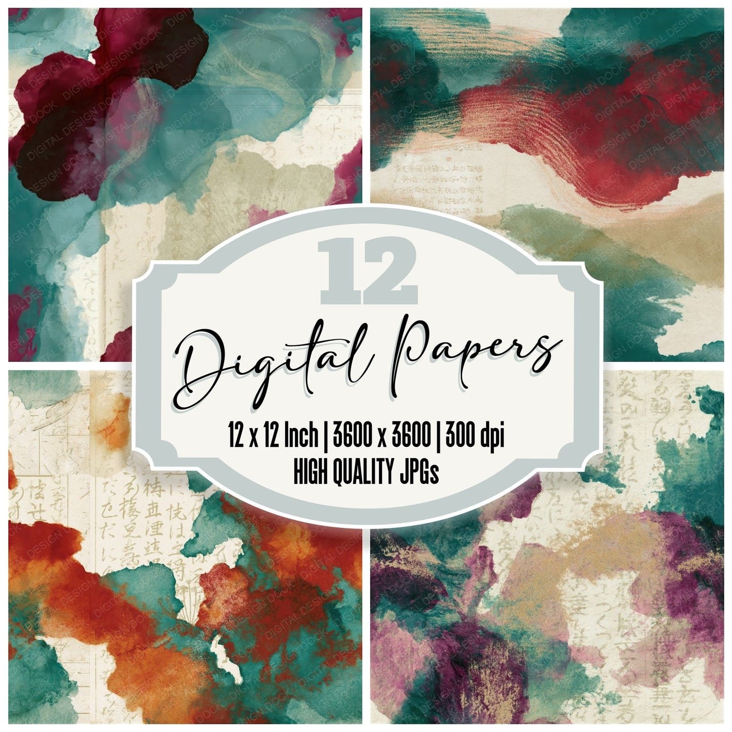 Naturalist Jade Garnet Tonal Seamless Digital Paper Pack (DDD014819)