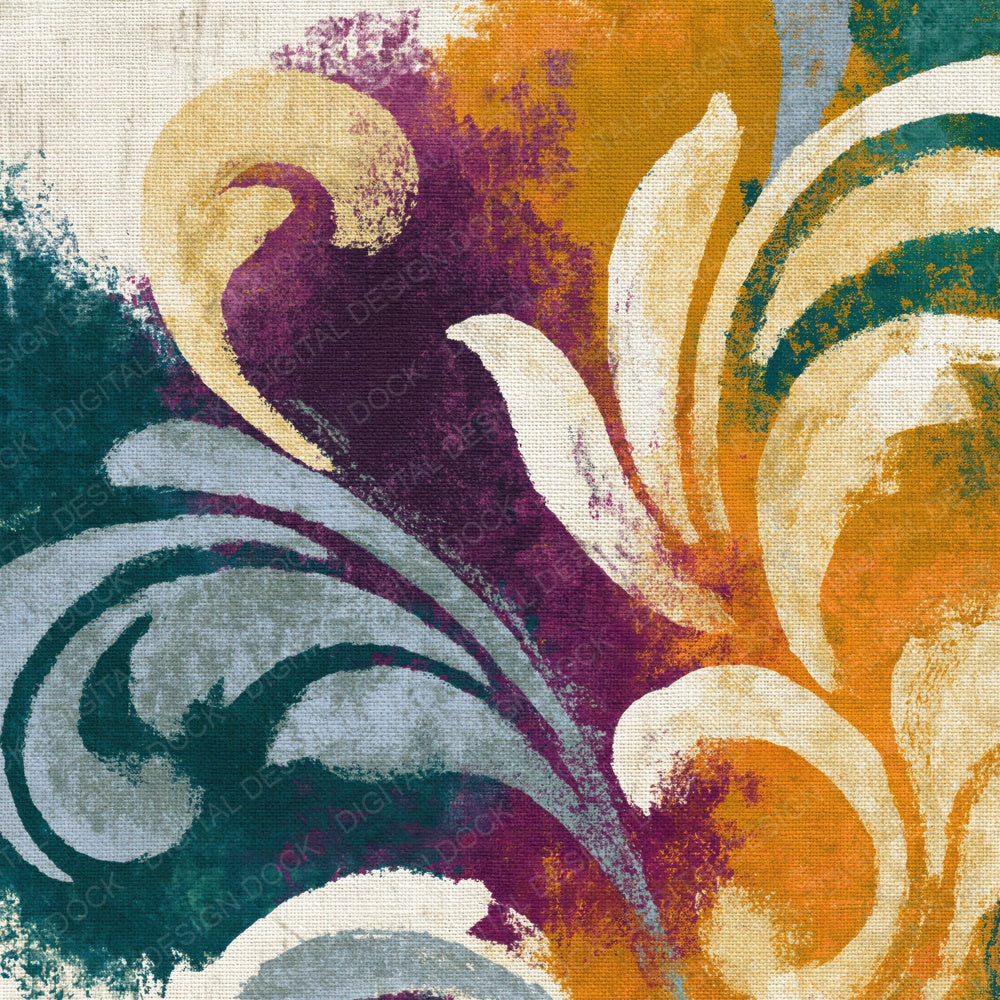 Rococo Ochre Plum Teal Abstract Digital Paper Pack (DDD014820)