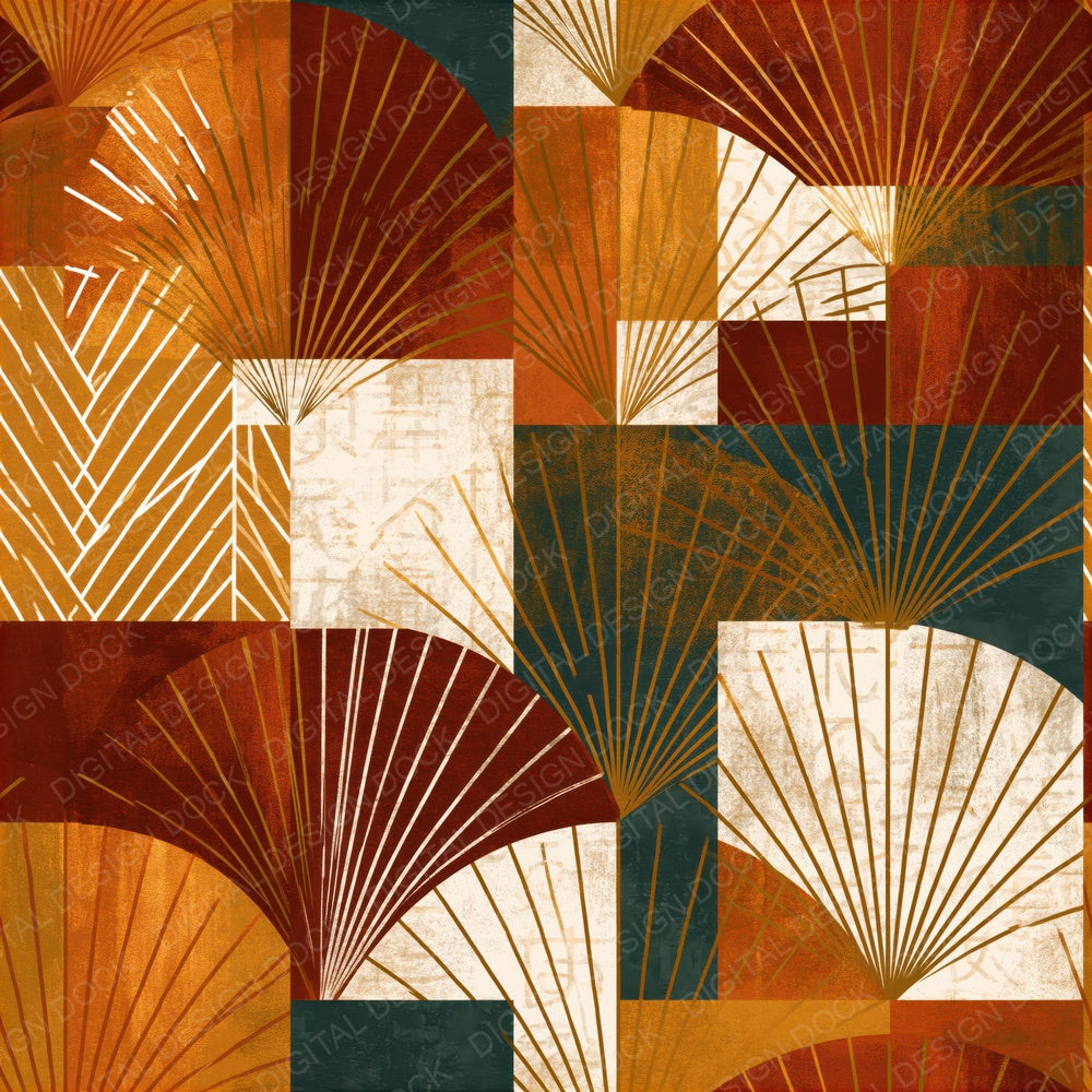 Art Deco Rust Brass Ochre Abstract Seamless Digital Paper Pack (DDD014825)
