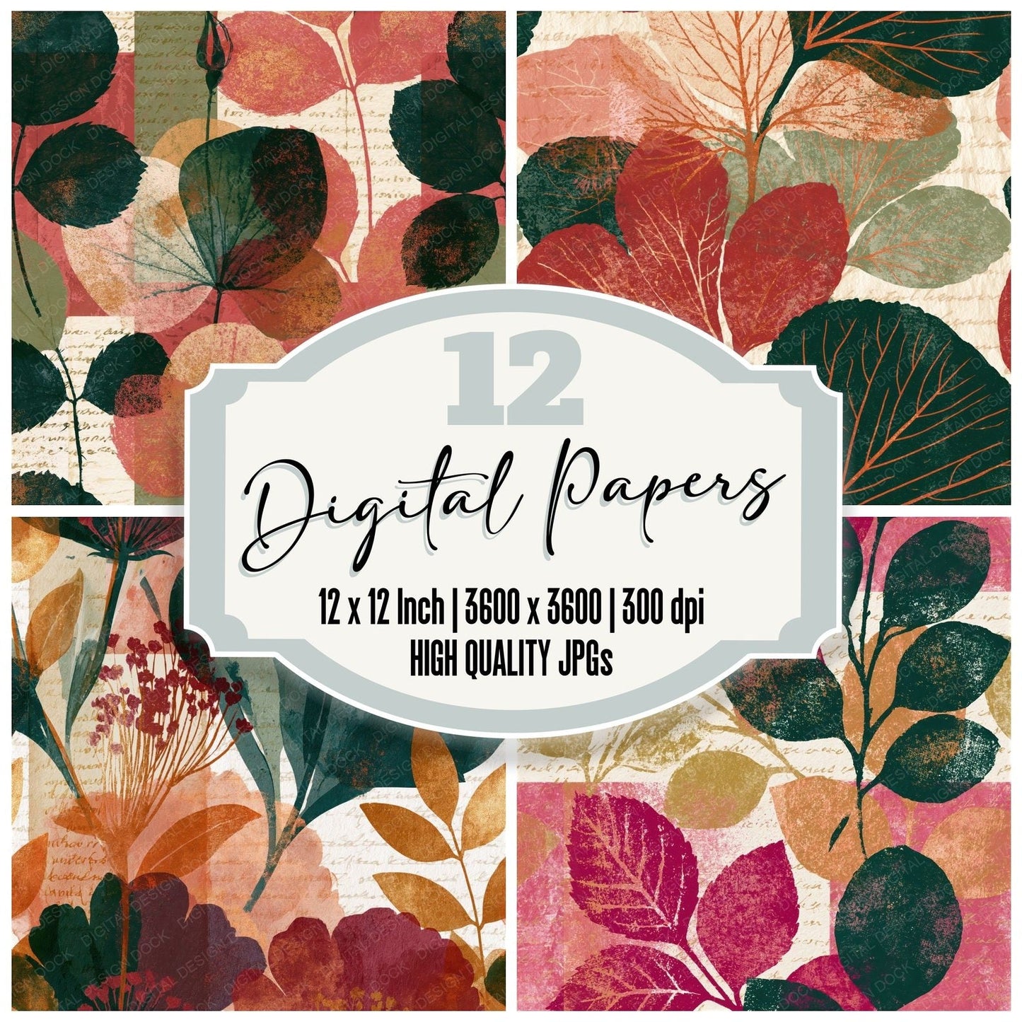 Blueprint Pistachio Raspberry Cream Seamless Digital Paper Pack (DDD014828)