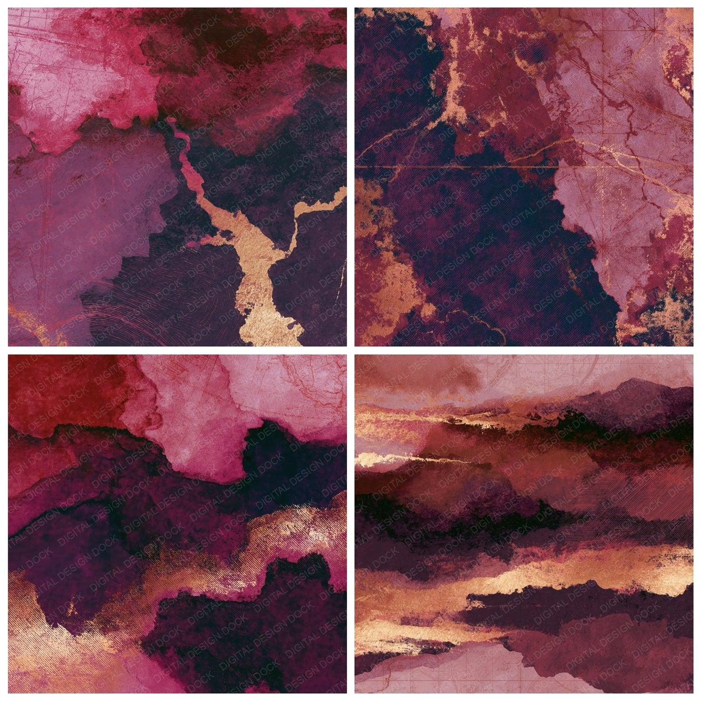 Egg Tempera Dusty Rose Aubergine Tonal Digital Paper Pack (DDD014829)