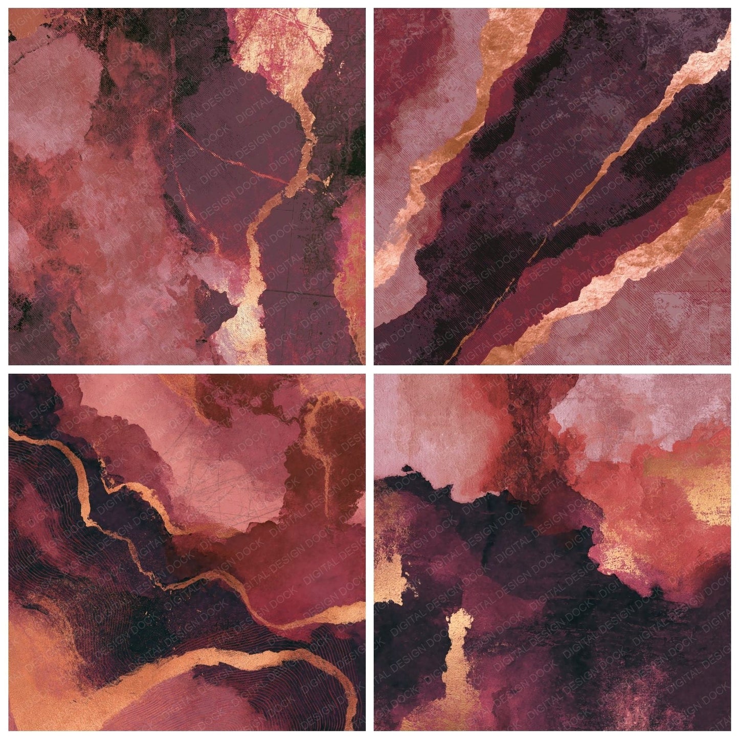 Egg Tempera Dusty Rose Aubergine Tonal Digital Paper Pack (DDD014829)