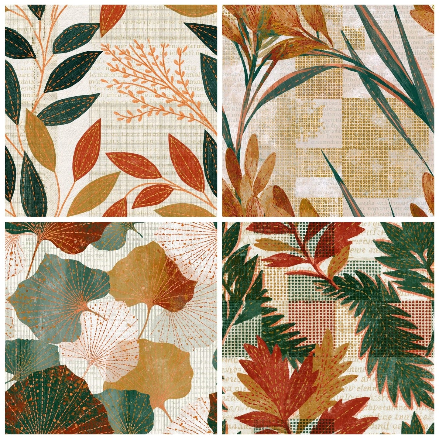 Egg Tempera Sashiko Rust Ochre Seamless Digital Paper Pack (DDD014830)