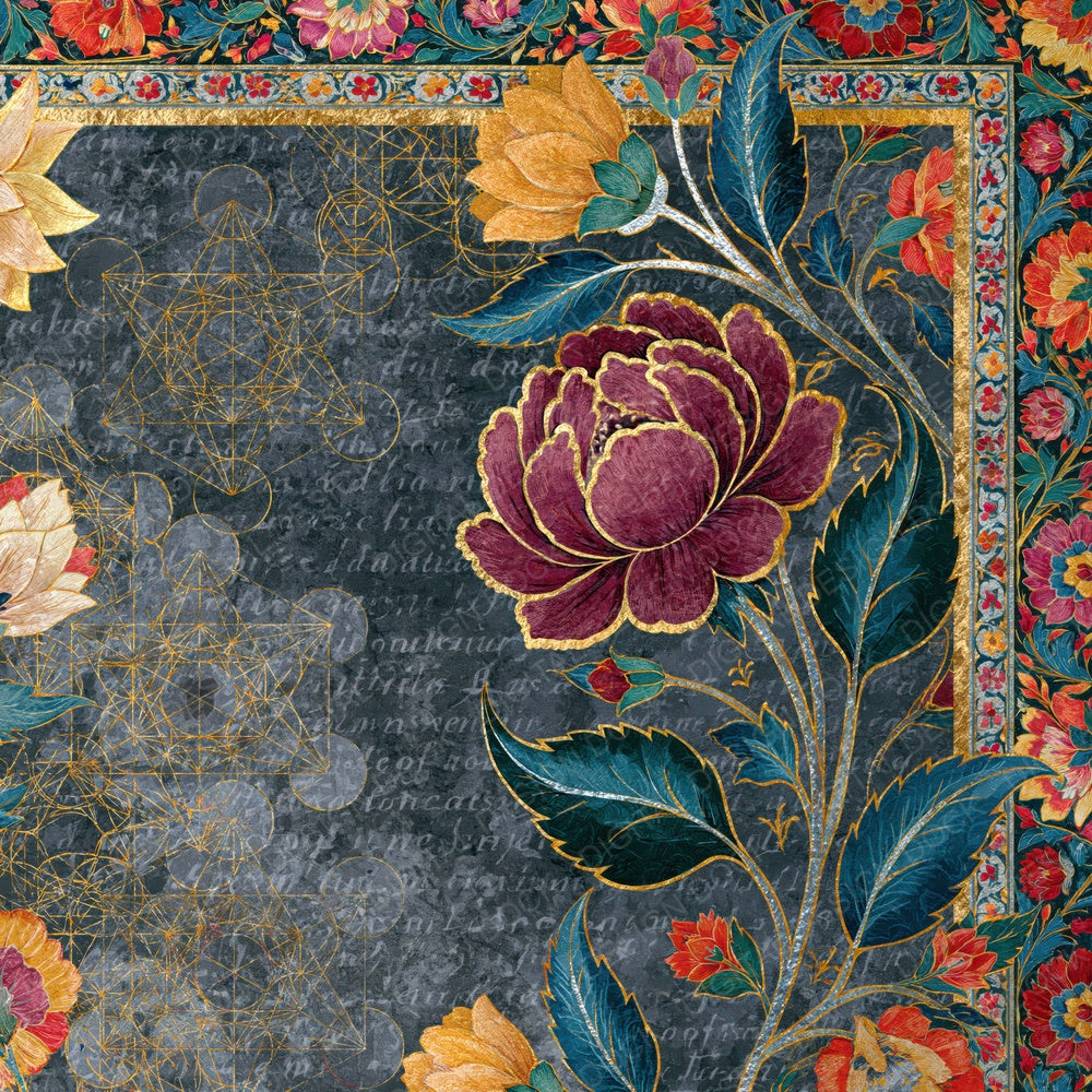 Mughal Metatrons Cube Silver Grey Digital Paper Pack (DDD014834)