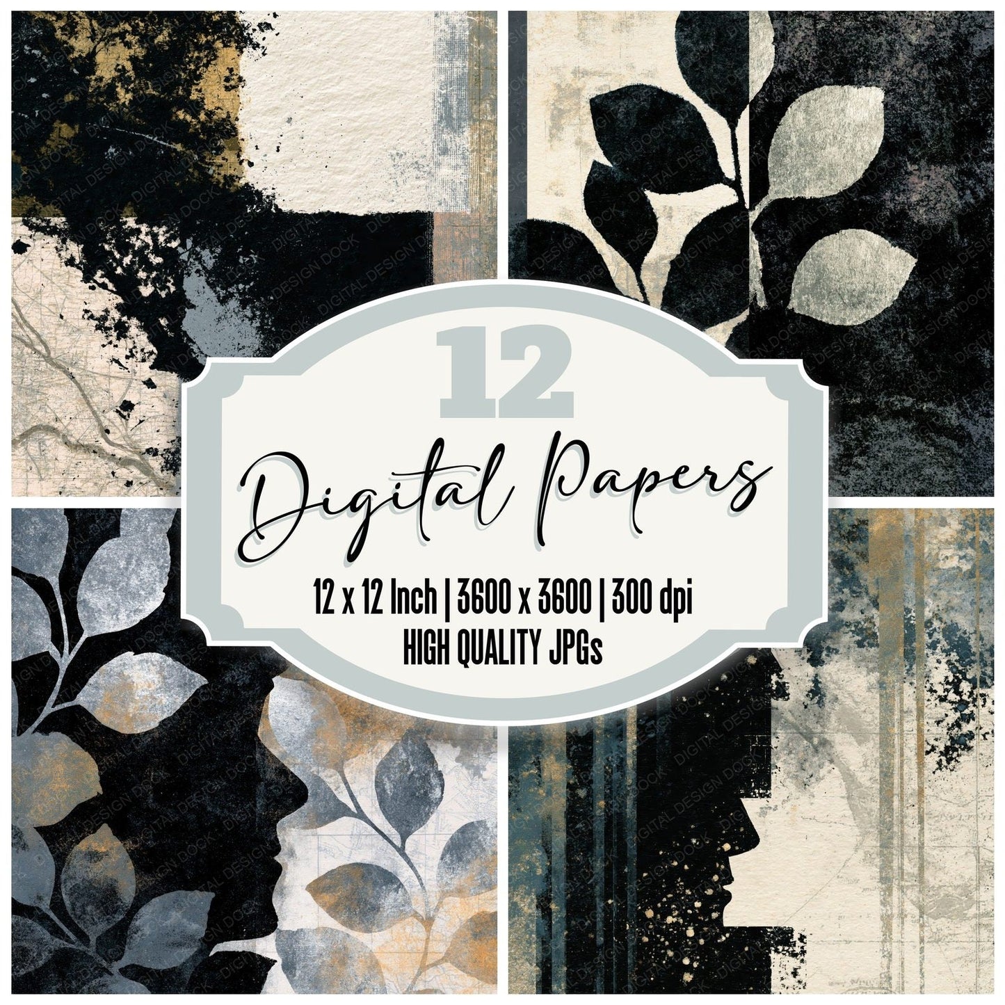 Photogram Black White Tonal Digital Paper Pack (DDD014835)