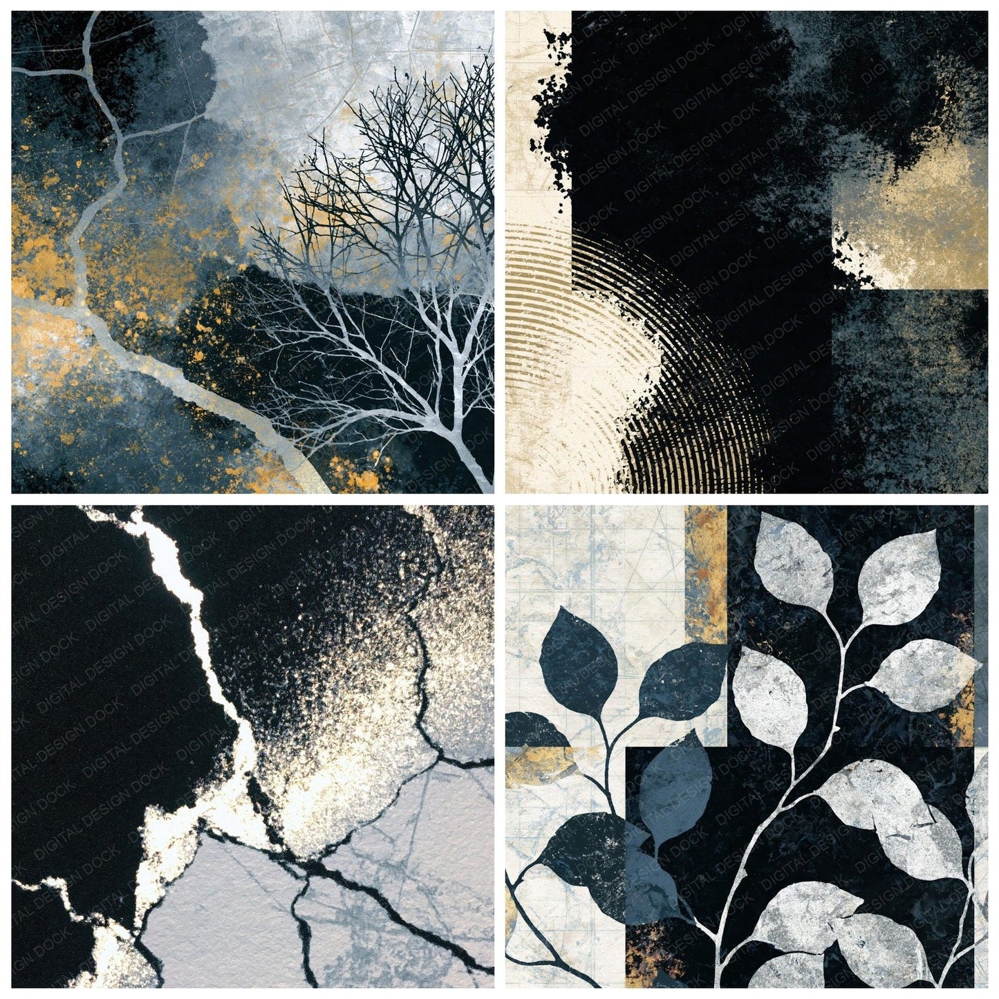 Photogram Black White Tonal Digital Paper Pack (DDD014835)