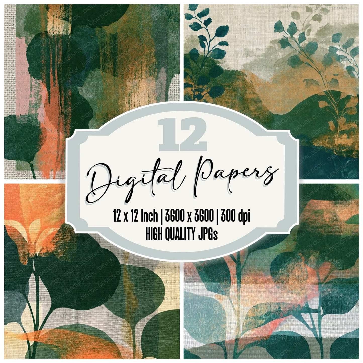 Risograph Eucalyptus Moss Tonal Digital Paper Pack (DDD014837)