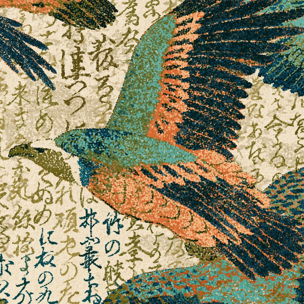 Stipple Vultures Olive Peach Turquoise Digital Paper Pack (DDD014838)