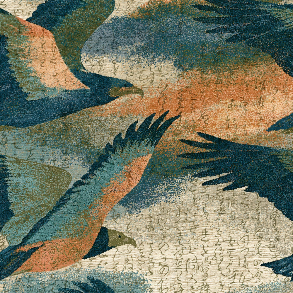 Stipple Vultures Olive Peach Turquoise Digital Paper Pack (DDD014838)