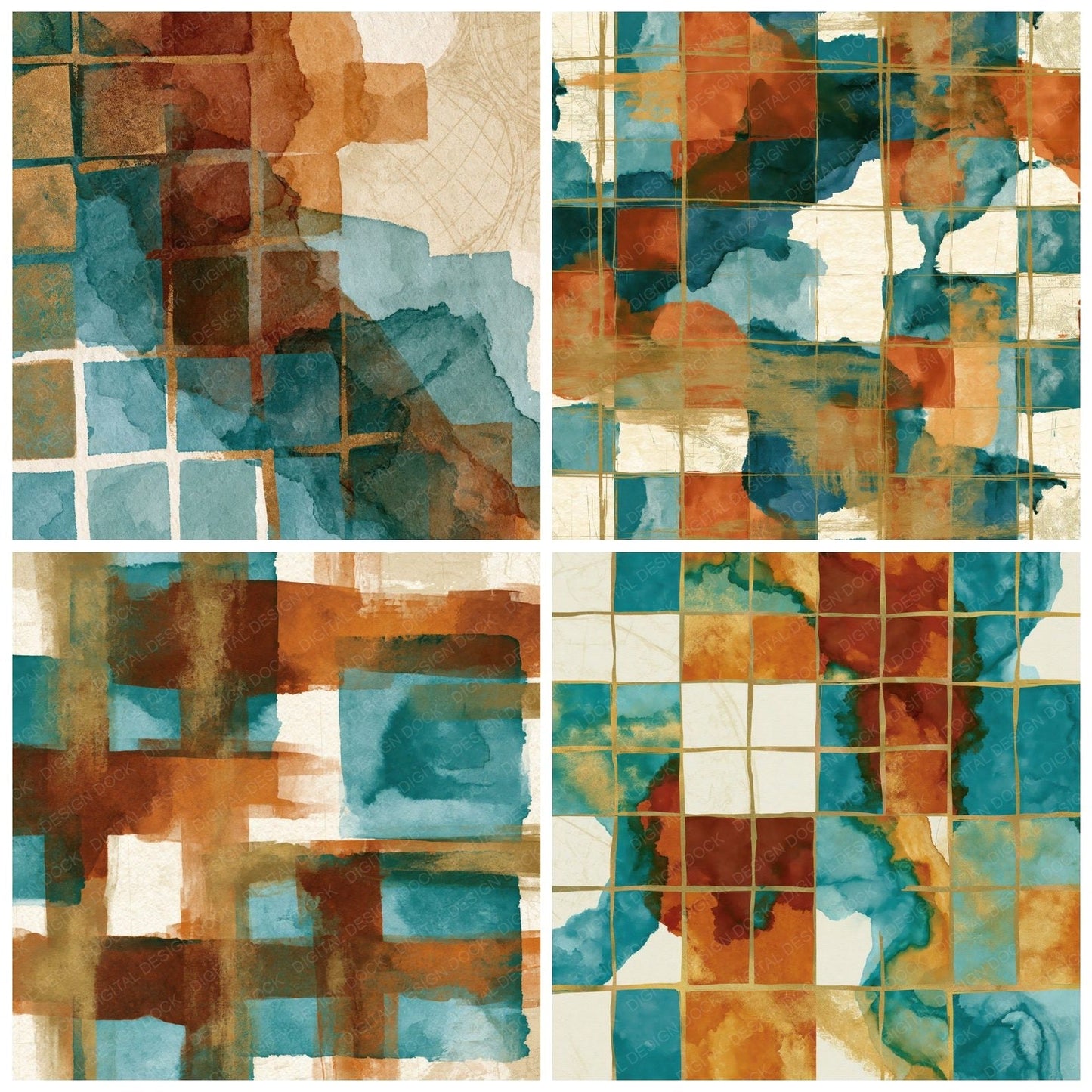 Sumi-e Rust Turquoise Tonal Digital Paper Pack (DDD014839)