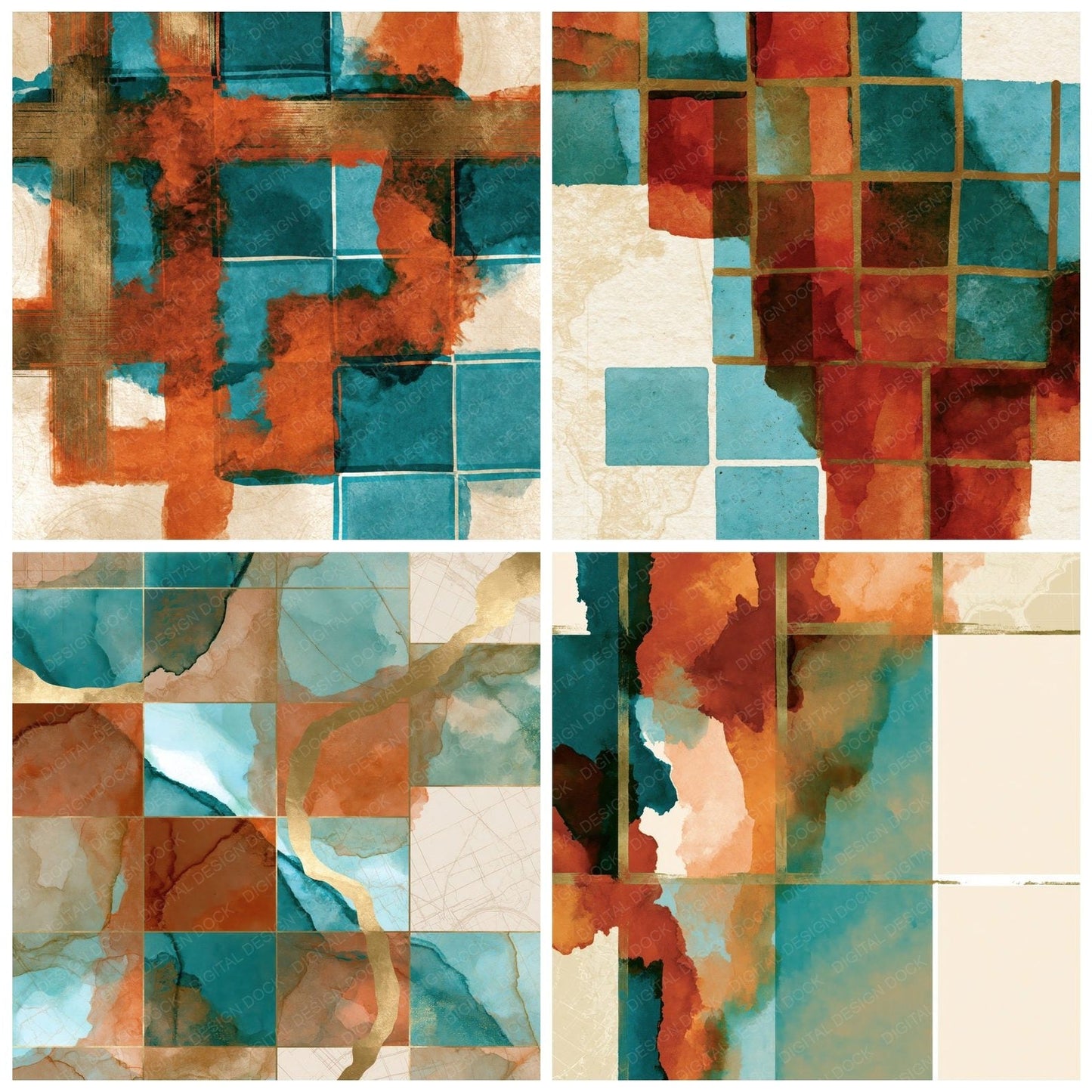 Sumi-e Rust Turquoise Tonal Digital Paper Pack (DDD014839)