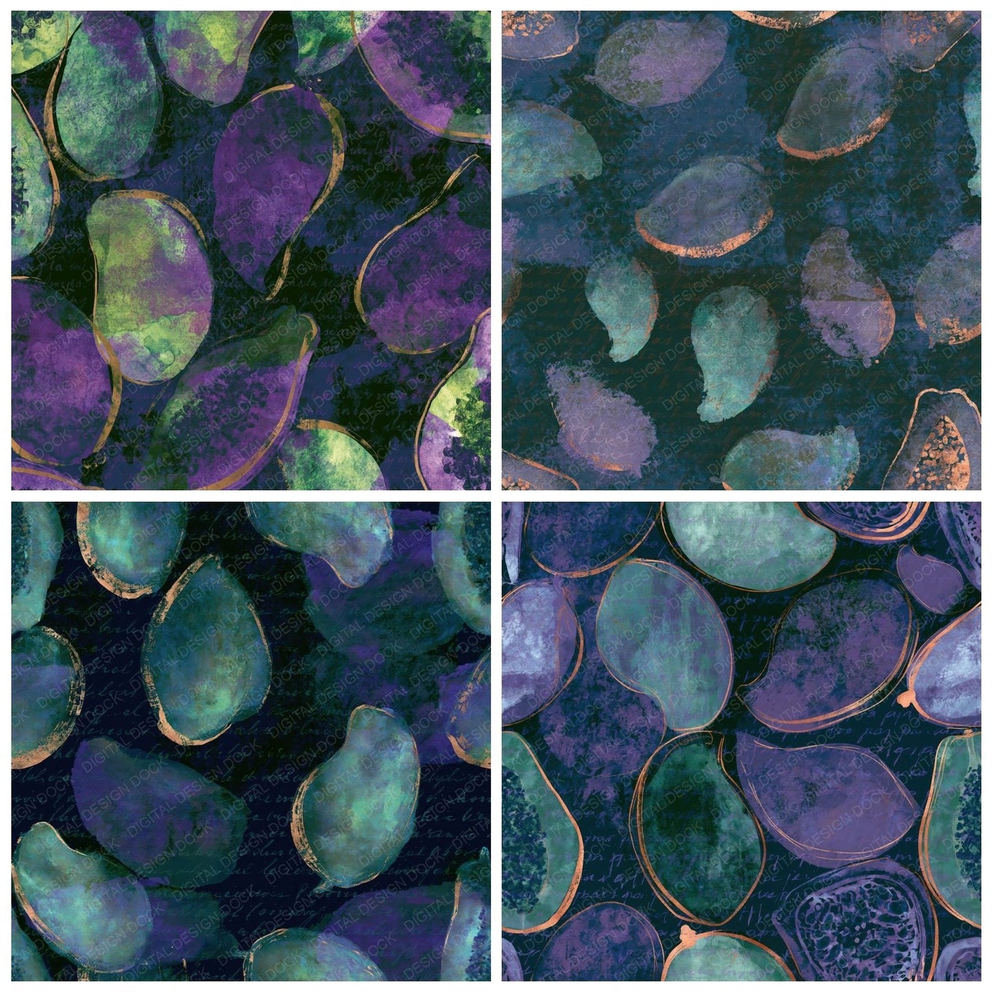 Sumi-e Tropical Fruit Aurora Lilac Digital Paper Pack (DDD014840)