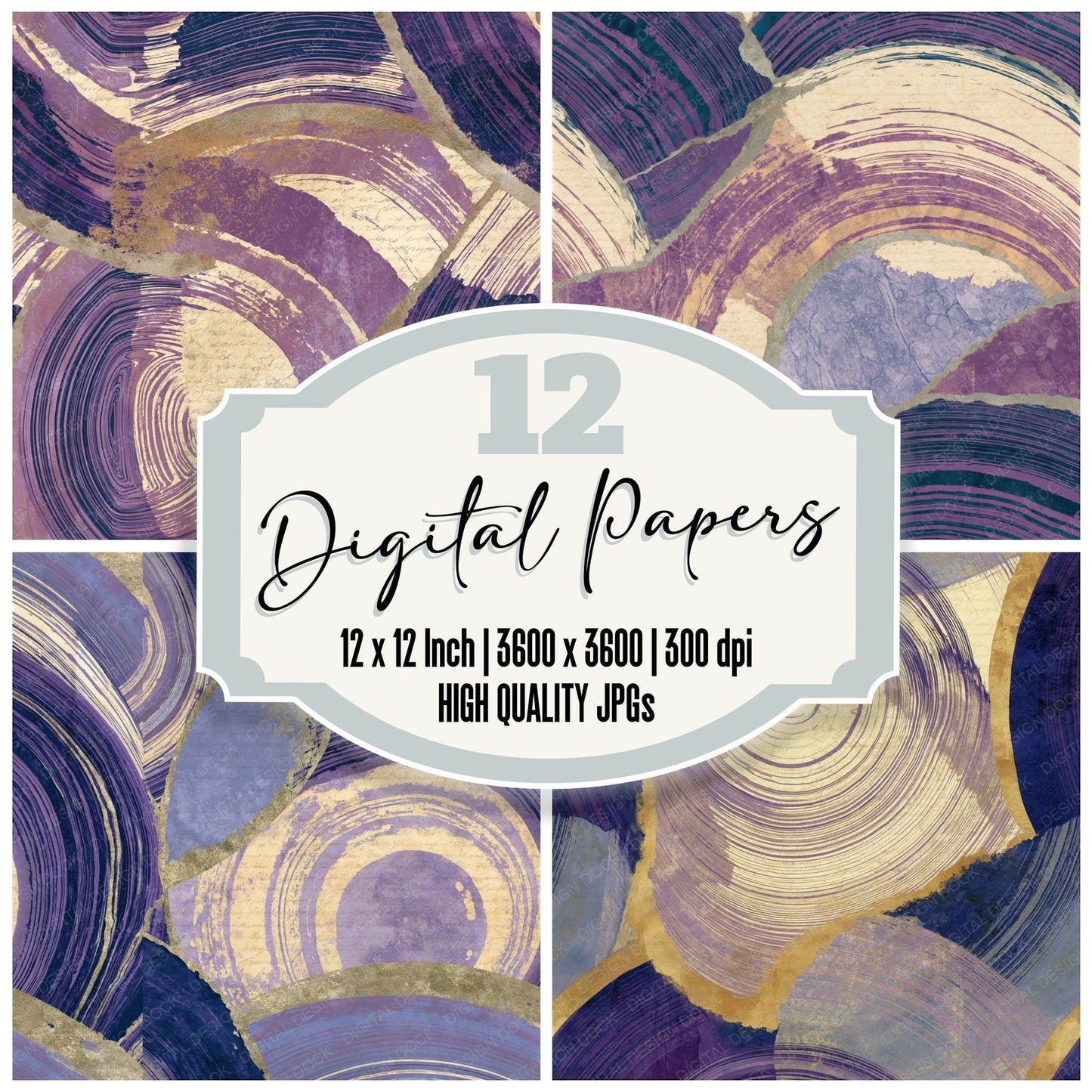 Suminagashi Event Horizon Lavender Seamless Digital Paper Pack (DDD014841)