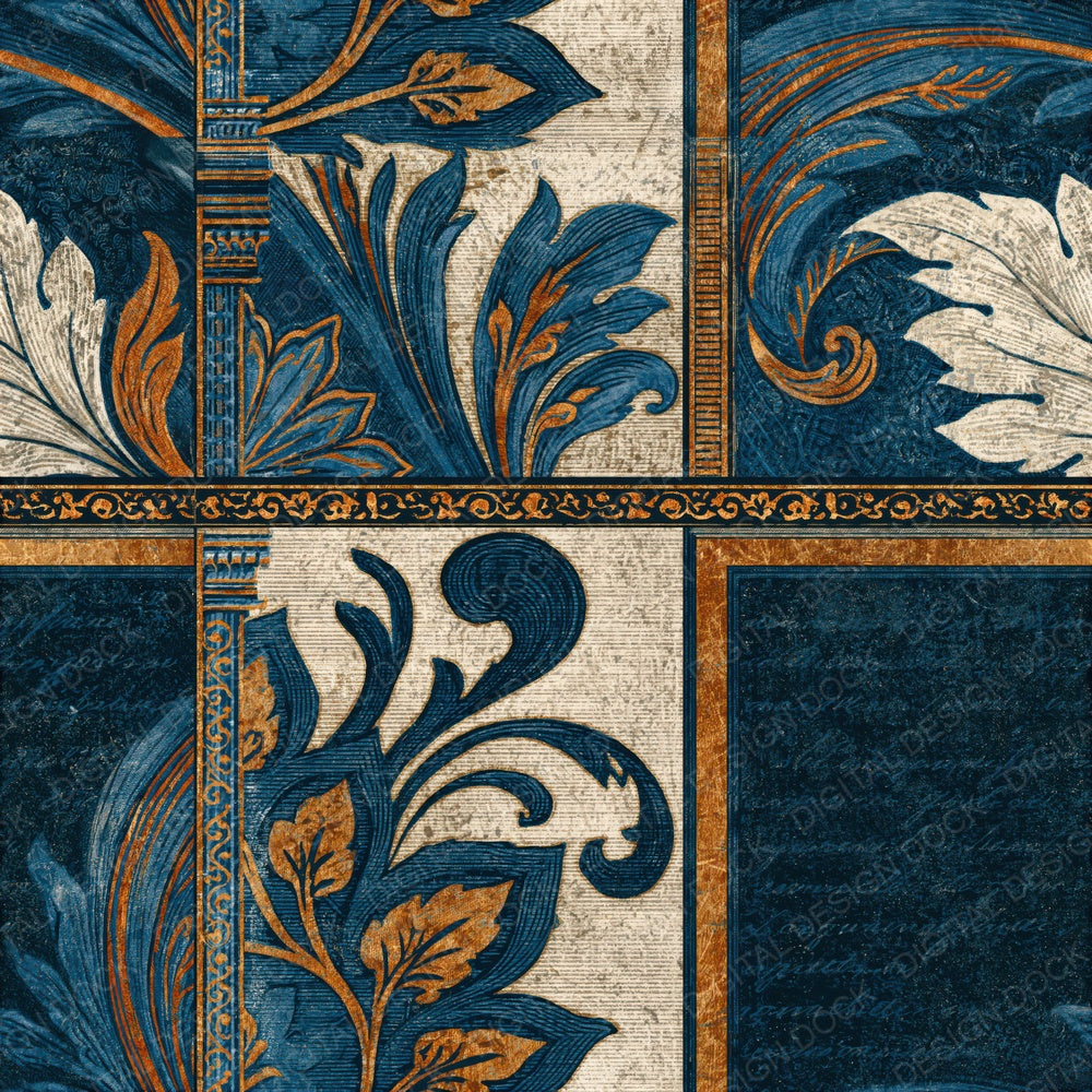Victorian Midnight Bone Abstract Seamless Digital Paper Pack (DDD014843)