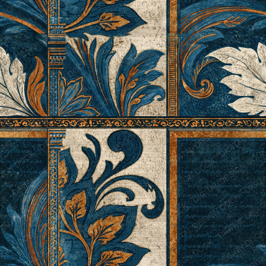 Victorian Midnight Bone Abstract Seamless Digital Paper Pack (DDD014843)