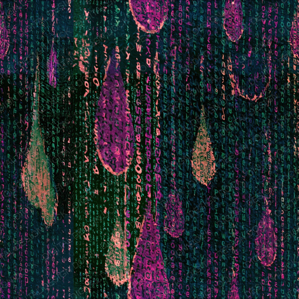 ASCII Raindrops Neon Magenta Seamless Digital Paper Pack (DDD014847)