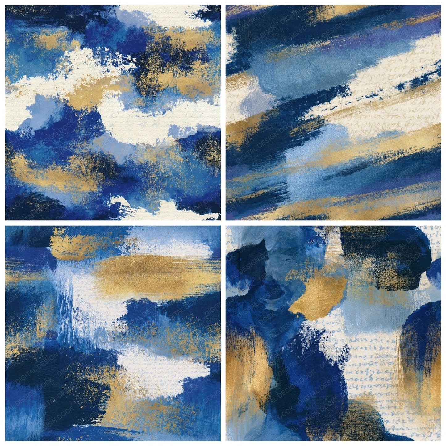 Chinoiserie Denim Navy Cobalt Abstract Seamless Digital Paper Pack (DDD014849)