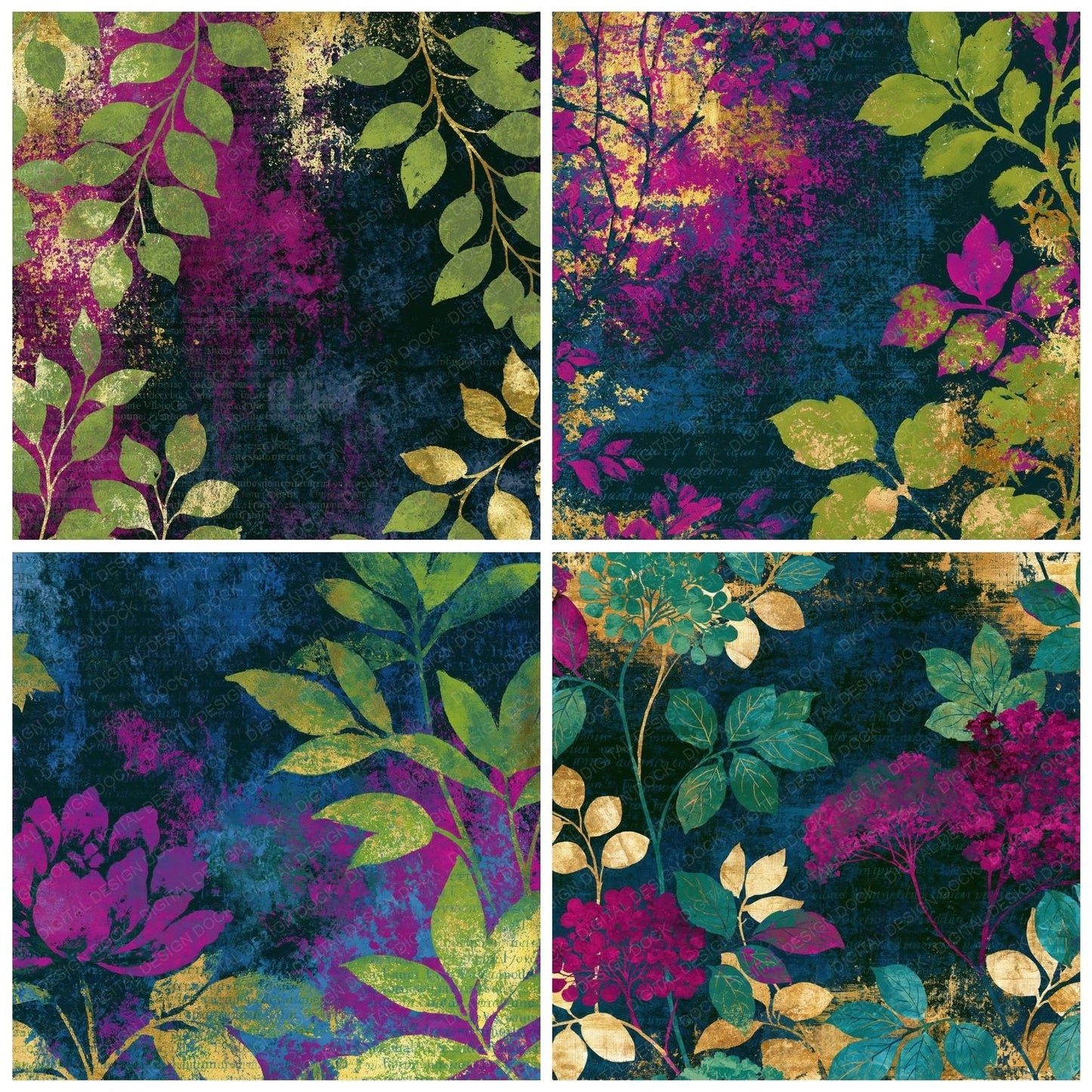 Chinoiserie Neon Magenta Abstract Digital Paper Pack (DDD014850)