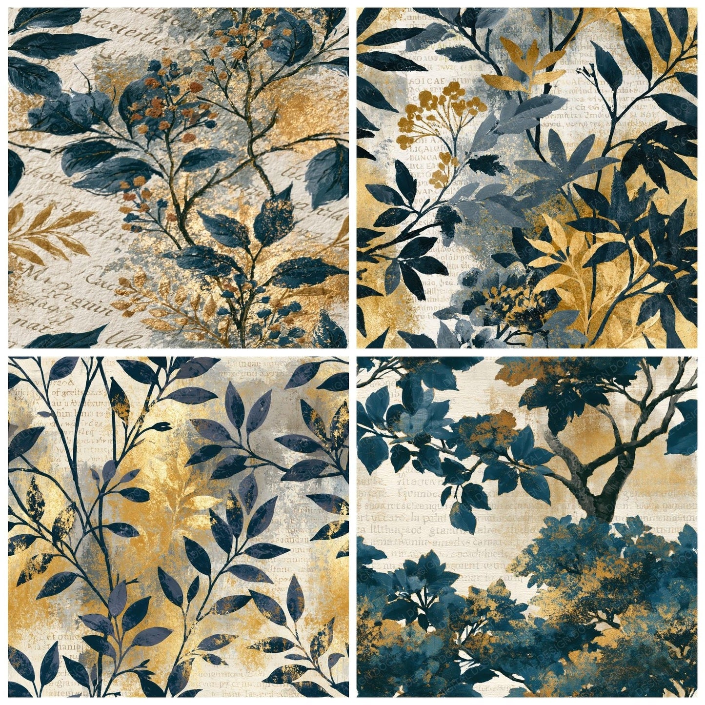Chinoiserie Thunder Brass Tonal Seamless Digital Paper Pack (DDD014851)
