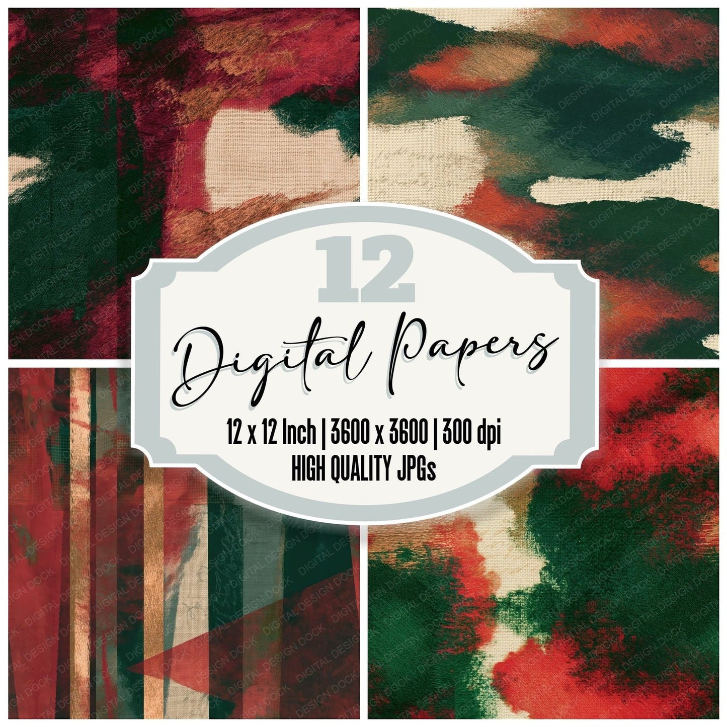 Embroidery Forest Crimson Seamless Digital Paper Pack (DDD014856)