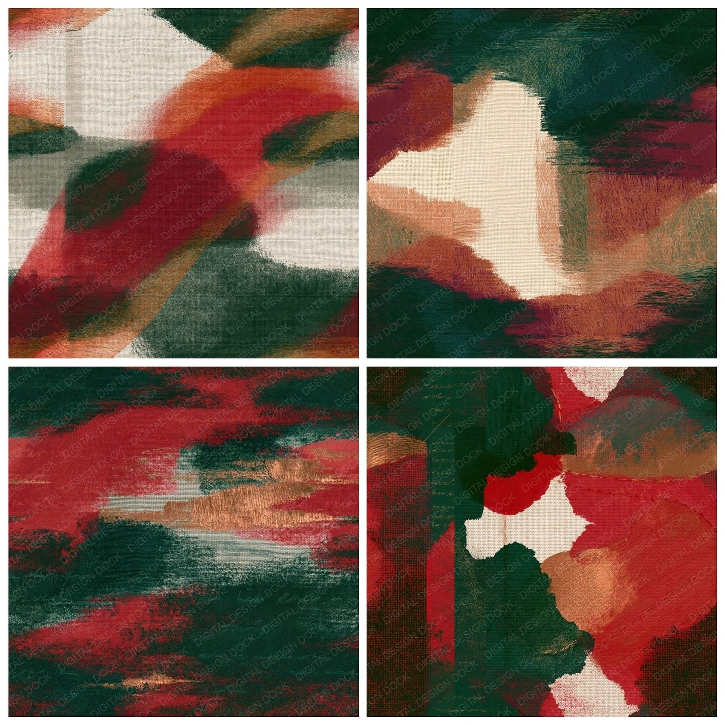 Embroidery Forest Crimson Seamless Digital Paper Pack (DDD014856)