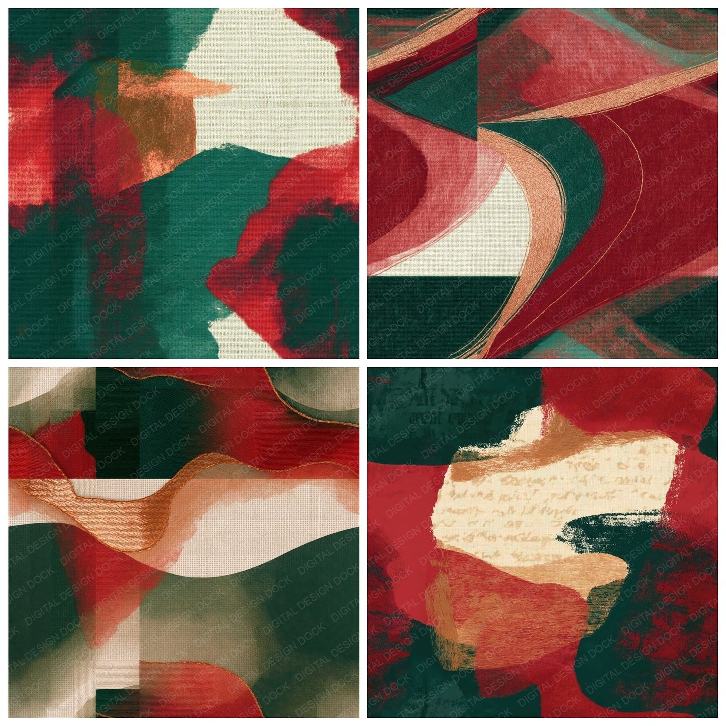 Embroidery Forest Crimson Seamless Digital Paper Pack (DDD014856)