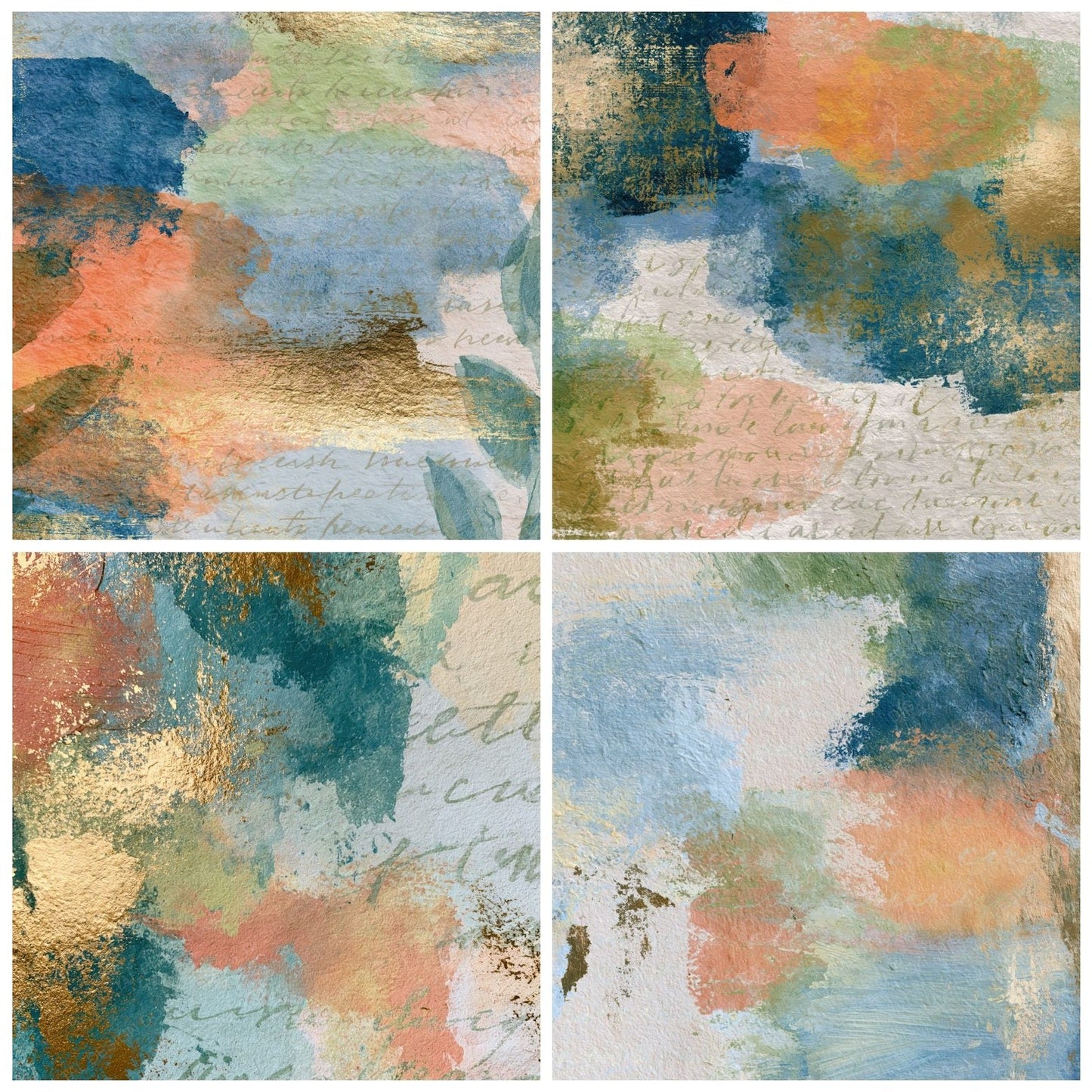 Maximalist Powder Blue Peach Pistachio Abstract Digital Paper Pack (DDD014858)
