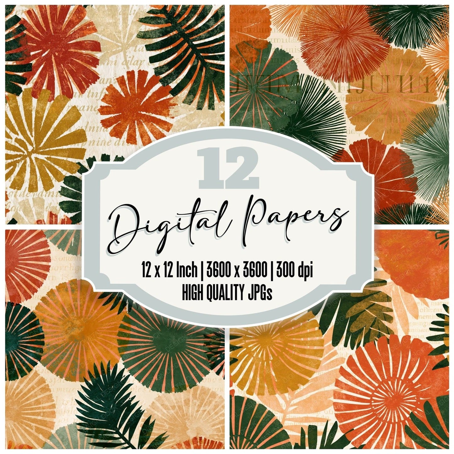 Papercut Tube Worms Rust Ochre Digital Paper Pack (DDD014859)