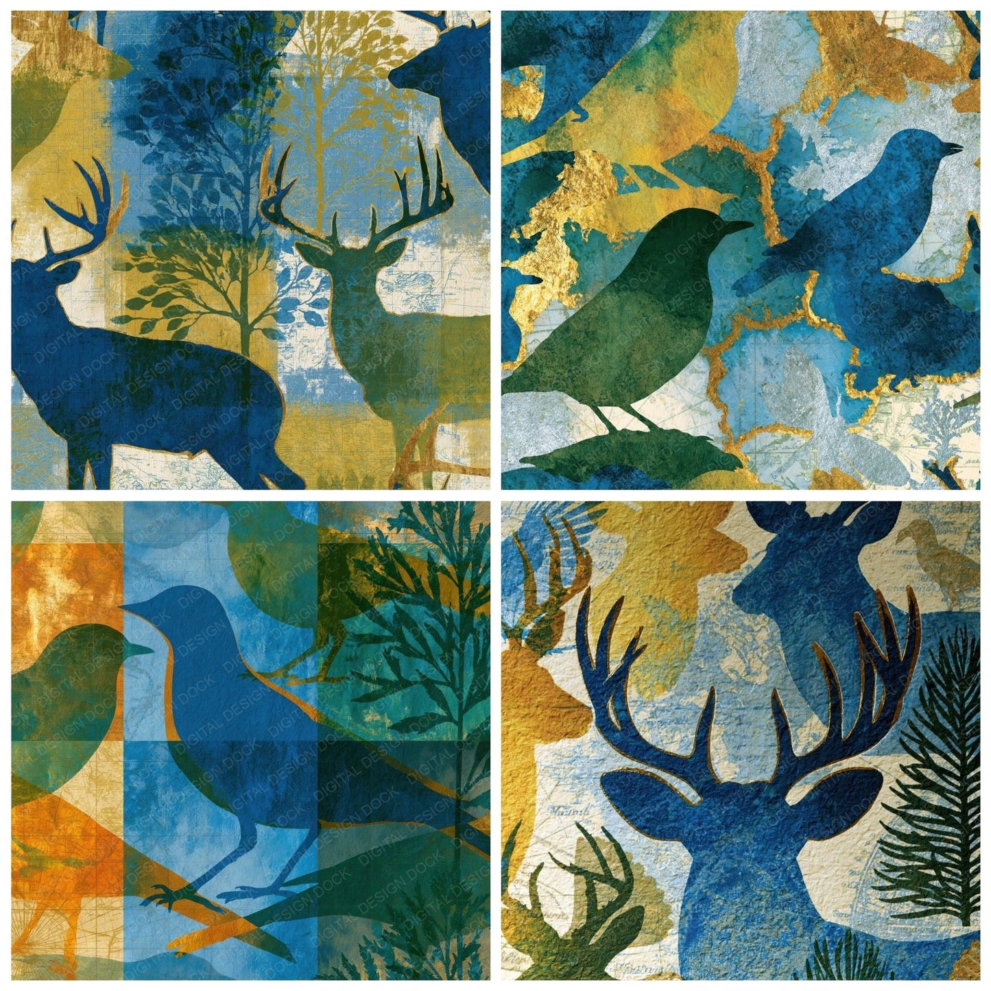 Photogram Taxidermy Azure Bone Digital Paper Pack (DDD014860)