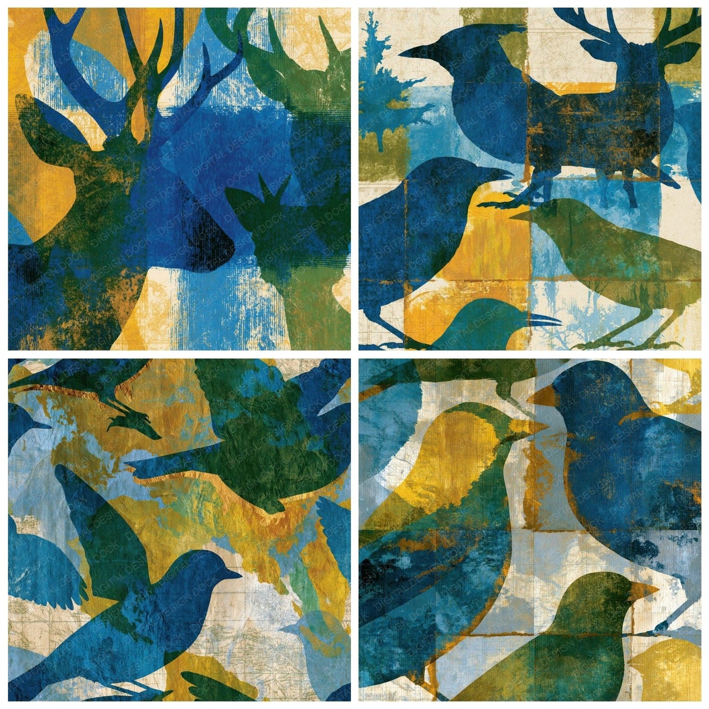 Photogram Taxidermy Azure Bone Digital Paper Pack (DDD014860)