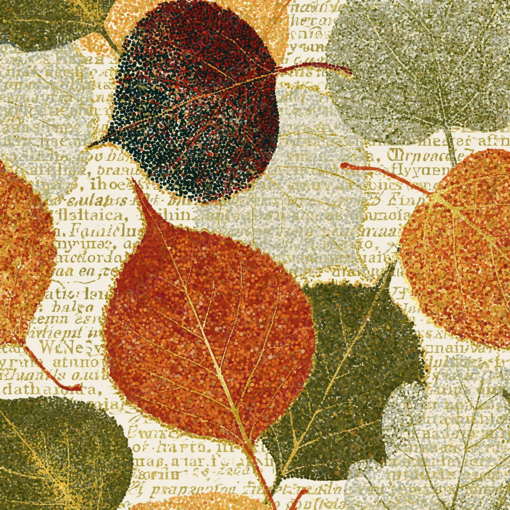Pointillism Pressed Leaves Rust Moss Digital Paper Pack (DDD014861)
