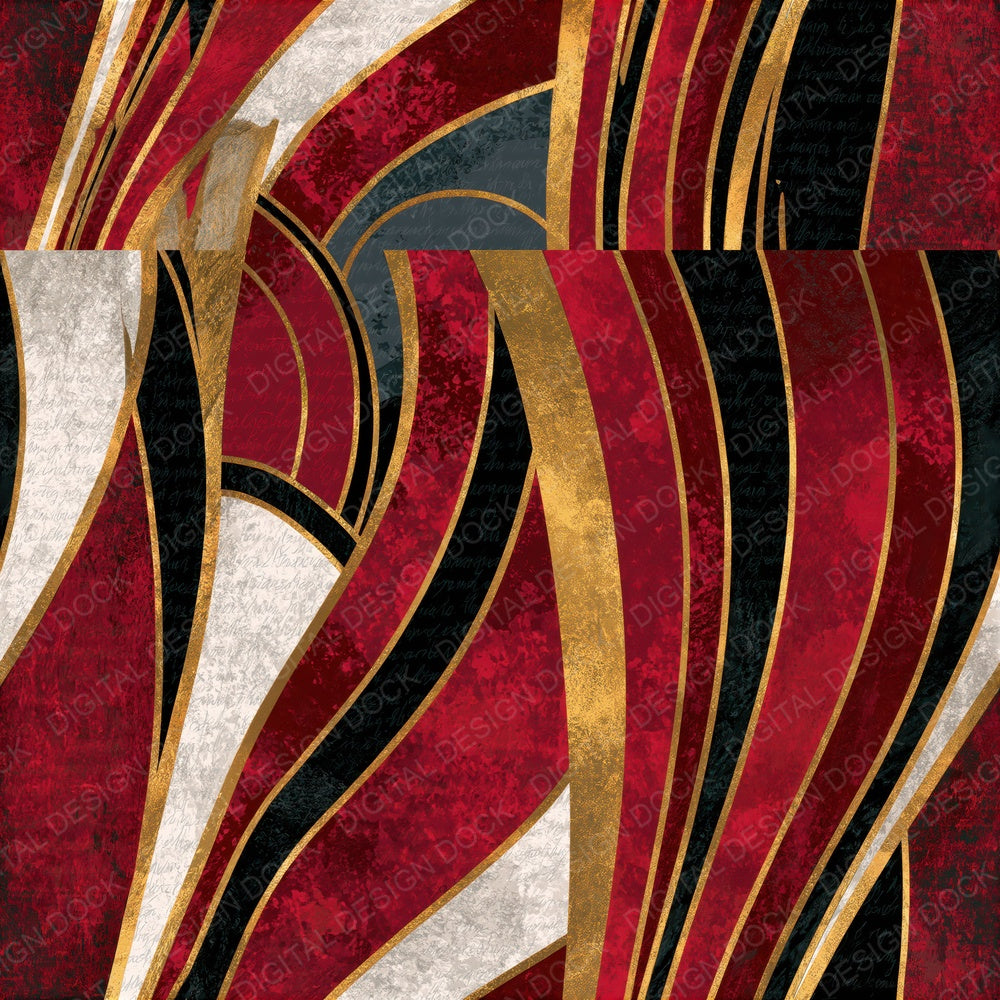 Art Nouveau Crimson White Abstract Seamless Digital Paper Pack (DDD014867)