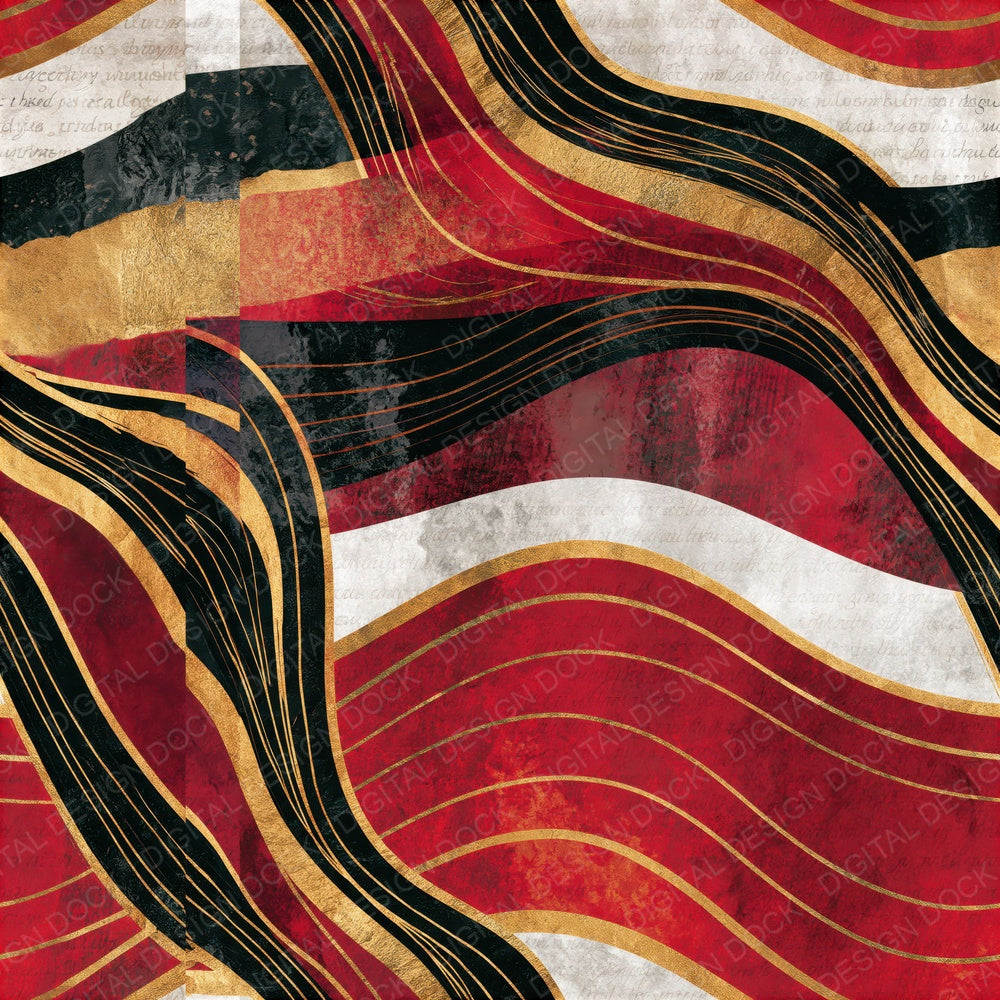 Art Nouveau Crimson White Abstract Seamless Digital Paper Pack (DDD014867)