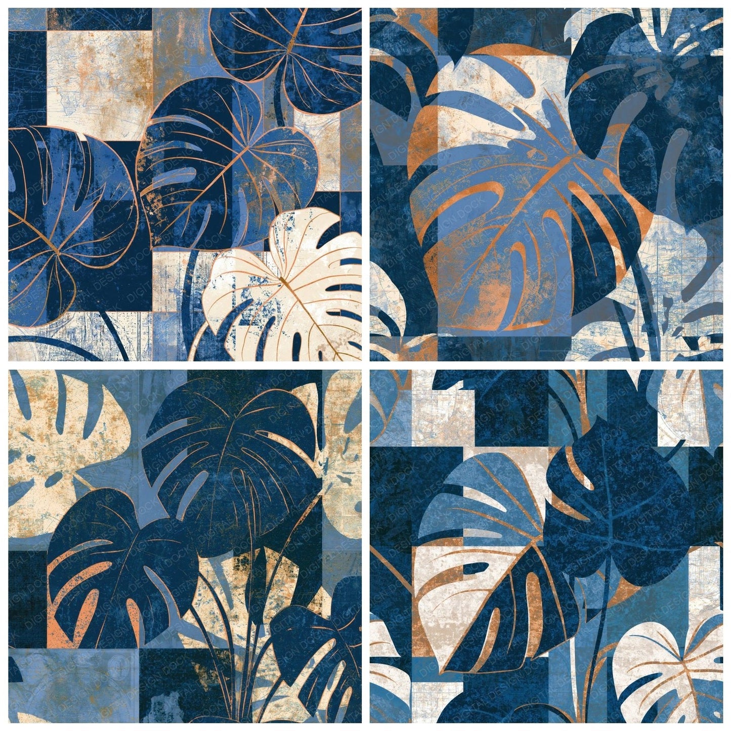 Bauhaus Philodendron Indigo Ivory Digital Paper Pack (DDD014871)