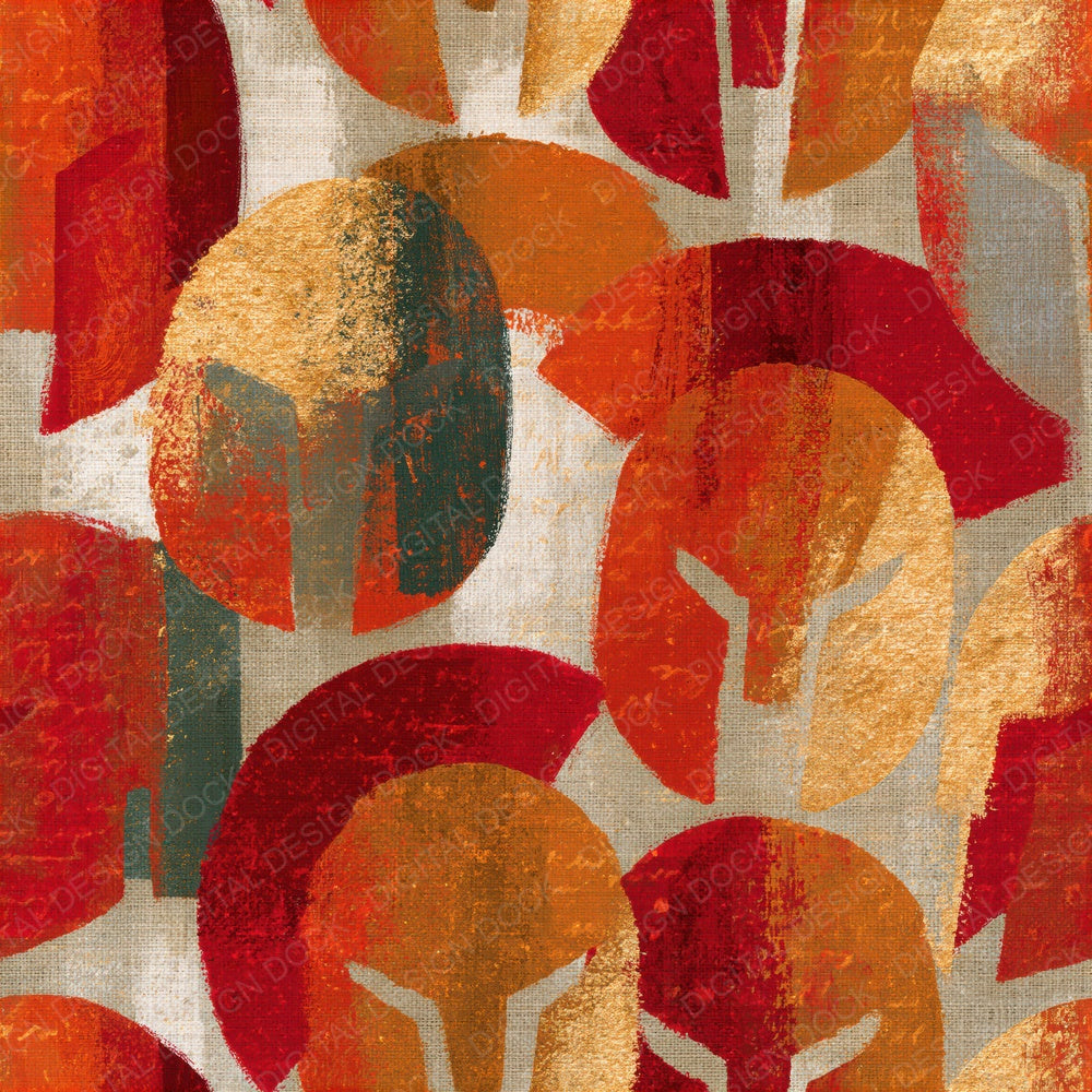 Gouache Gladiator Helmets Cinnamon Seamless Digital Paper Pack (DDD014876)