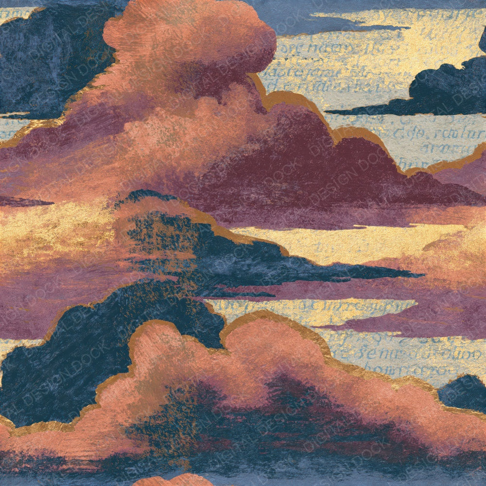 Minimal Horizon Storms Wine Rose Seamless Digital Paper Pack (DDD014877)