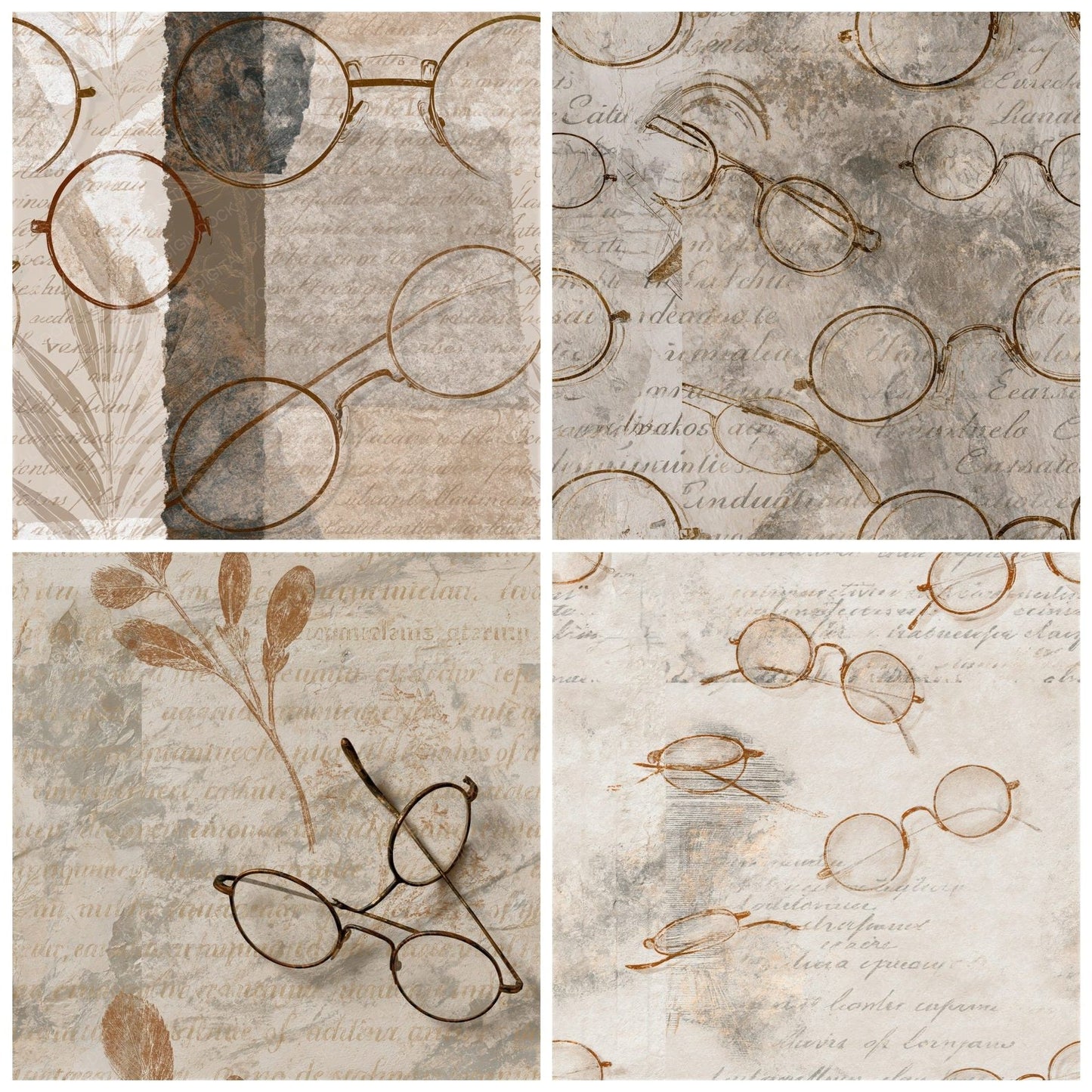 Minimal Spectacles Bone Stone Seamless Digital Paper Pack (DDD014878)