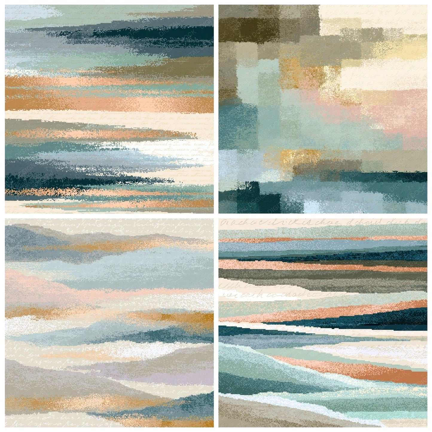 Pixel Sea Glass Driftwood Abstract Digital Paper Pack (DDD014880)