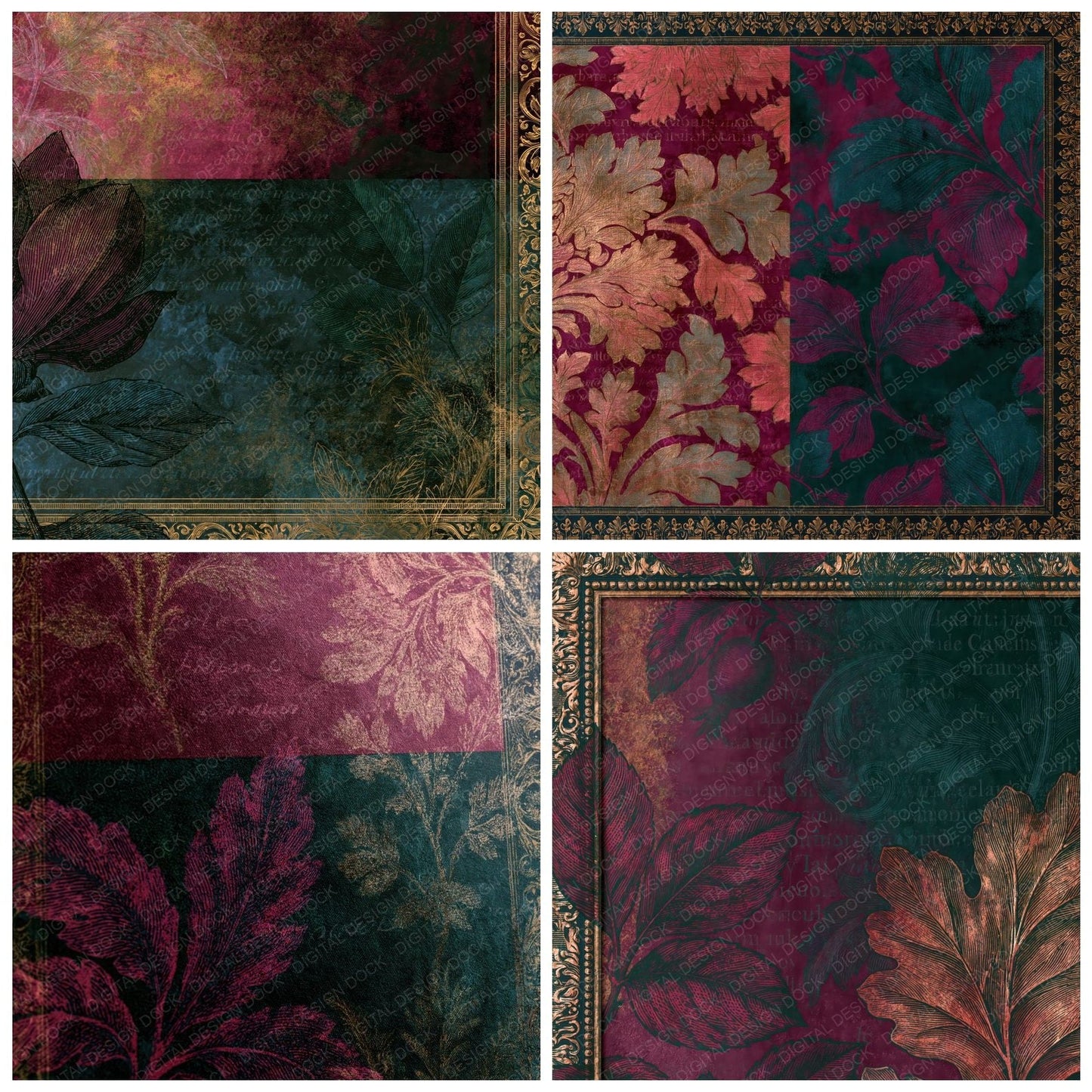 Victorian Cranberry Forest Texture Digital Paper Pack (DDD014884)